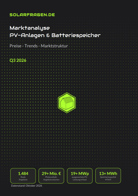 Titelblatt Solarfragen.de 
Marktanalyse PV-Anlagen und Batteriespeicher Q3 2026